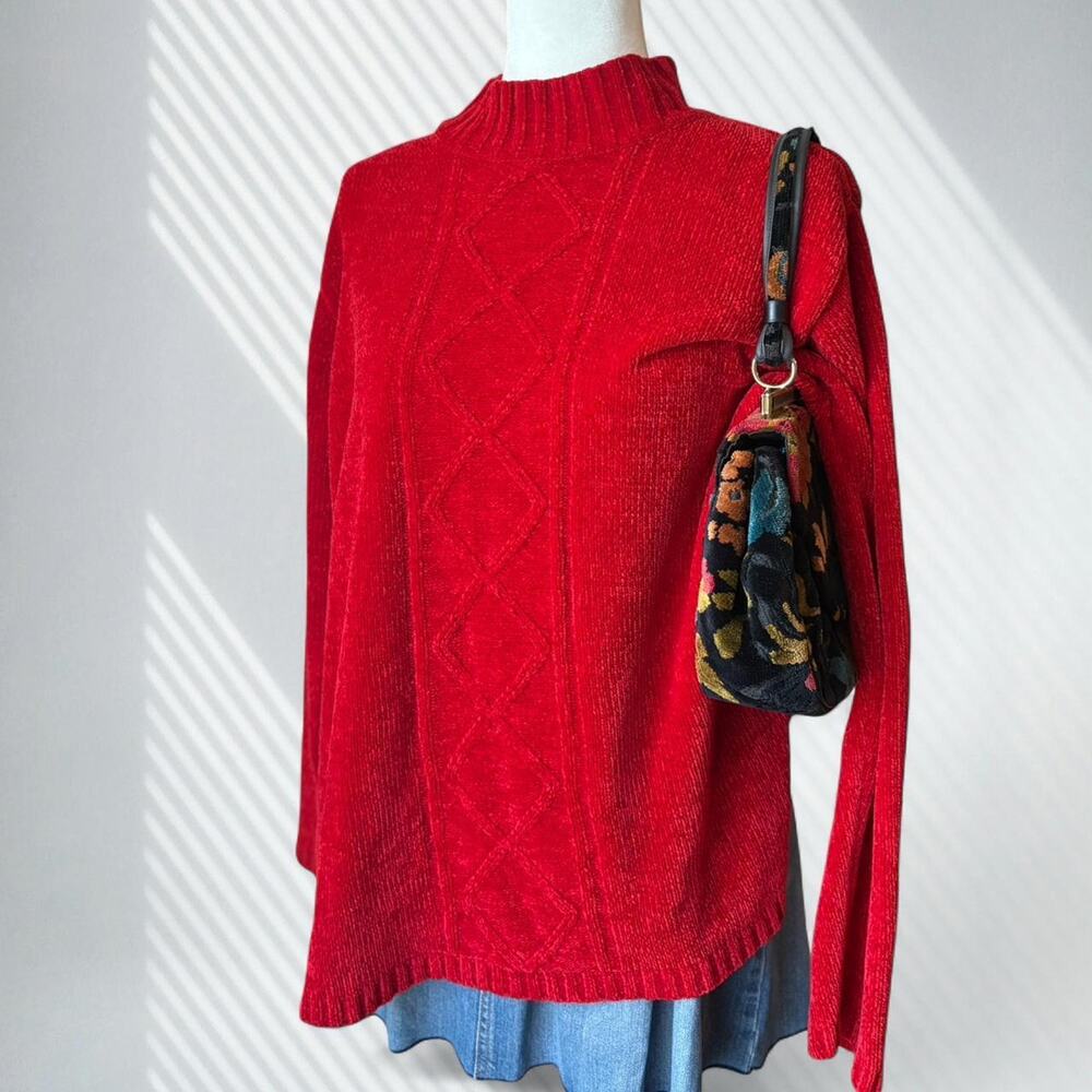 Vintage Sag Harbor Red Mock Neck Sweater